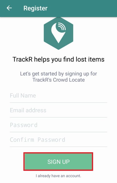 TrackR アプリのインストール（アカウント作成）